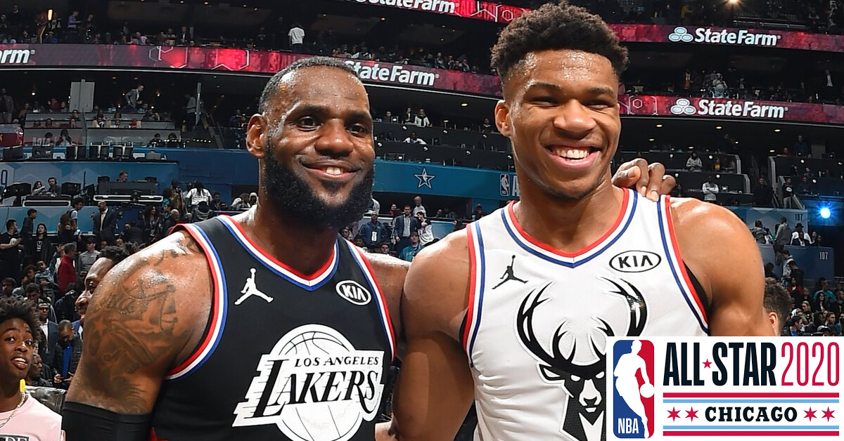 Los Angeles Lakers LeBron James and Milwaukee Bucks Giannis Antetokounmpo - NBA All-Star 2020 Logo