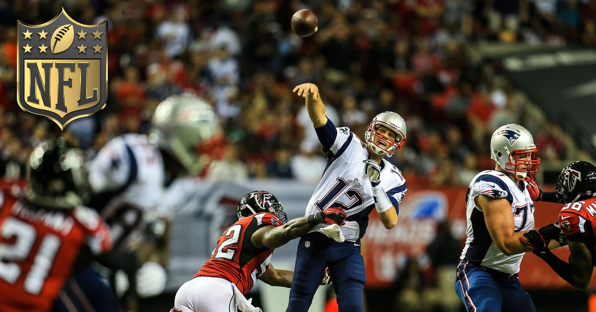Super Bowl LI - Tom Brady, New England Patriots vs Atlanta Falcons - NFL Gold Logo
