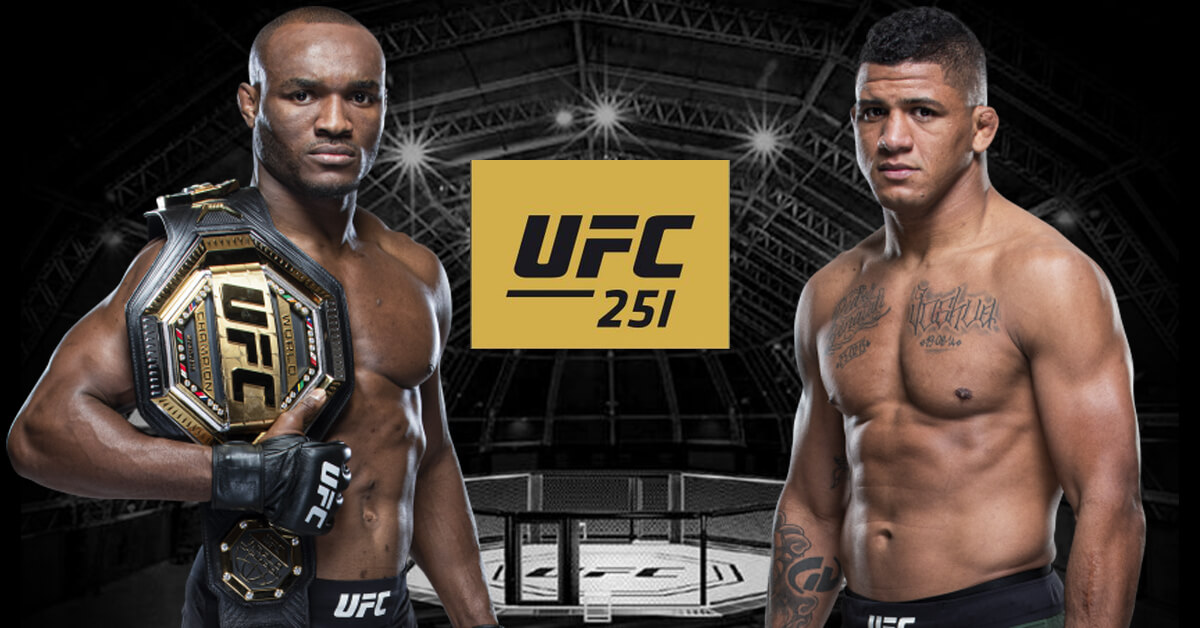 Kamaru Usman and Gilbert Burns - UFC 251 Logo - UFC Octagon Background