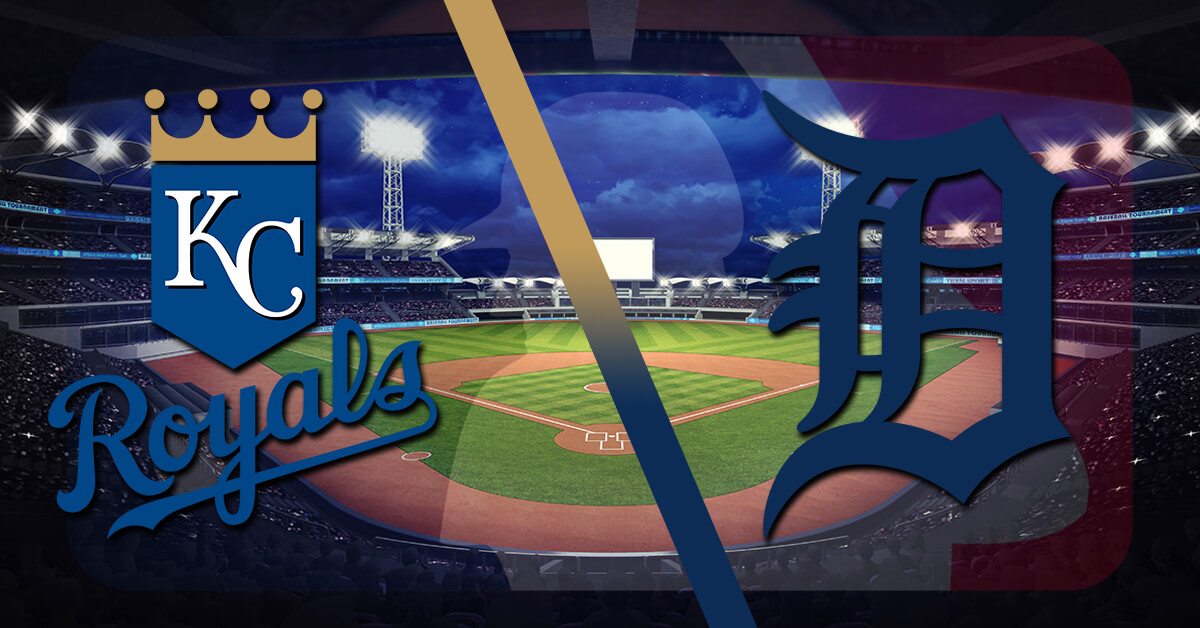 Kansas City Royals vs Detroit Tigers Logos - MLB Logo - Baseball Field Background