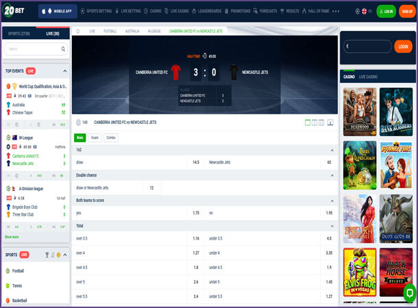 20Bet’s sportsbook